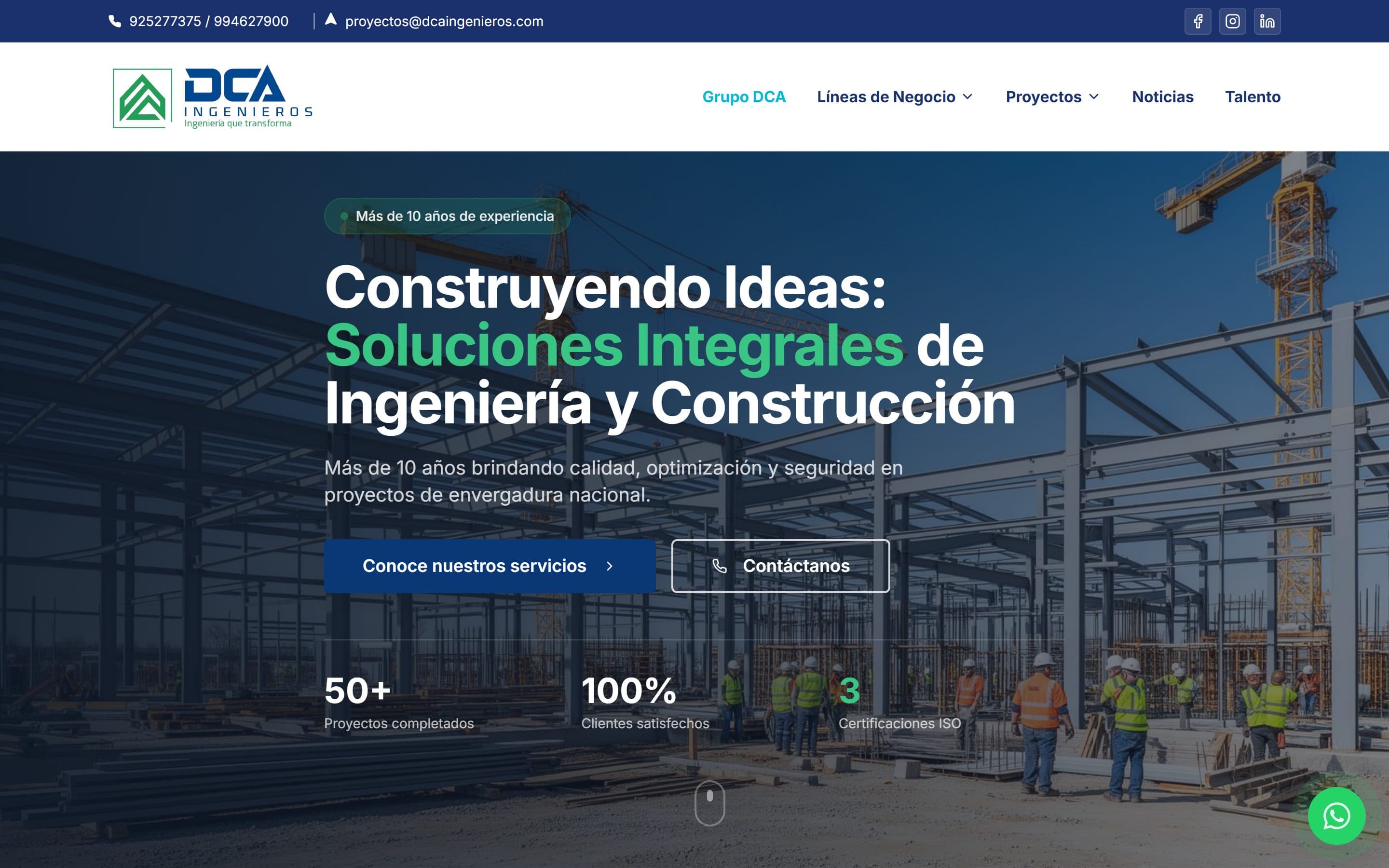 Web de DCA Ingenieros diseñada por IDE Agency