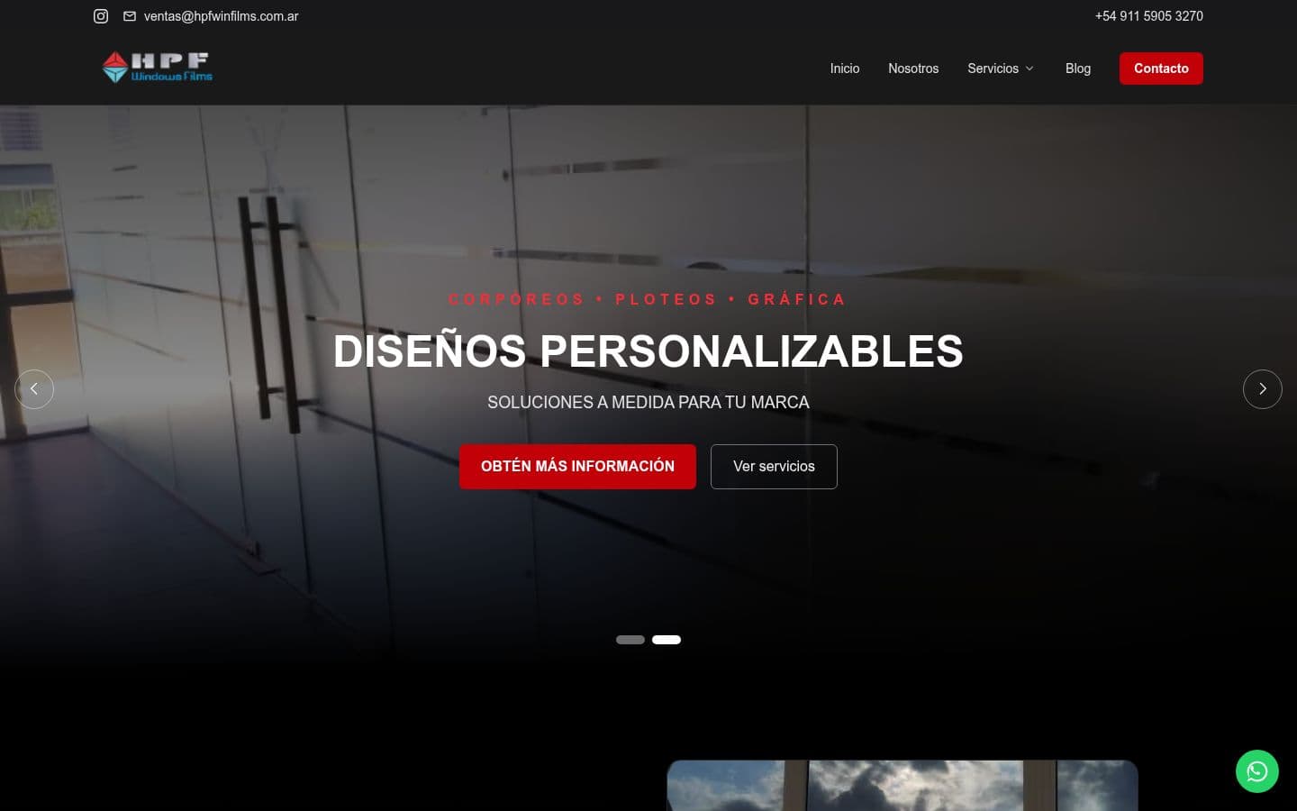Web de HPF Windows Films, Láminas para vidrios · B2B, diseñada por IDE Agency