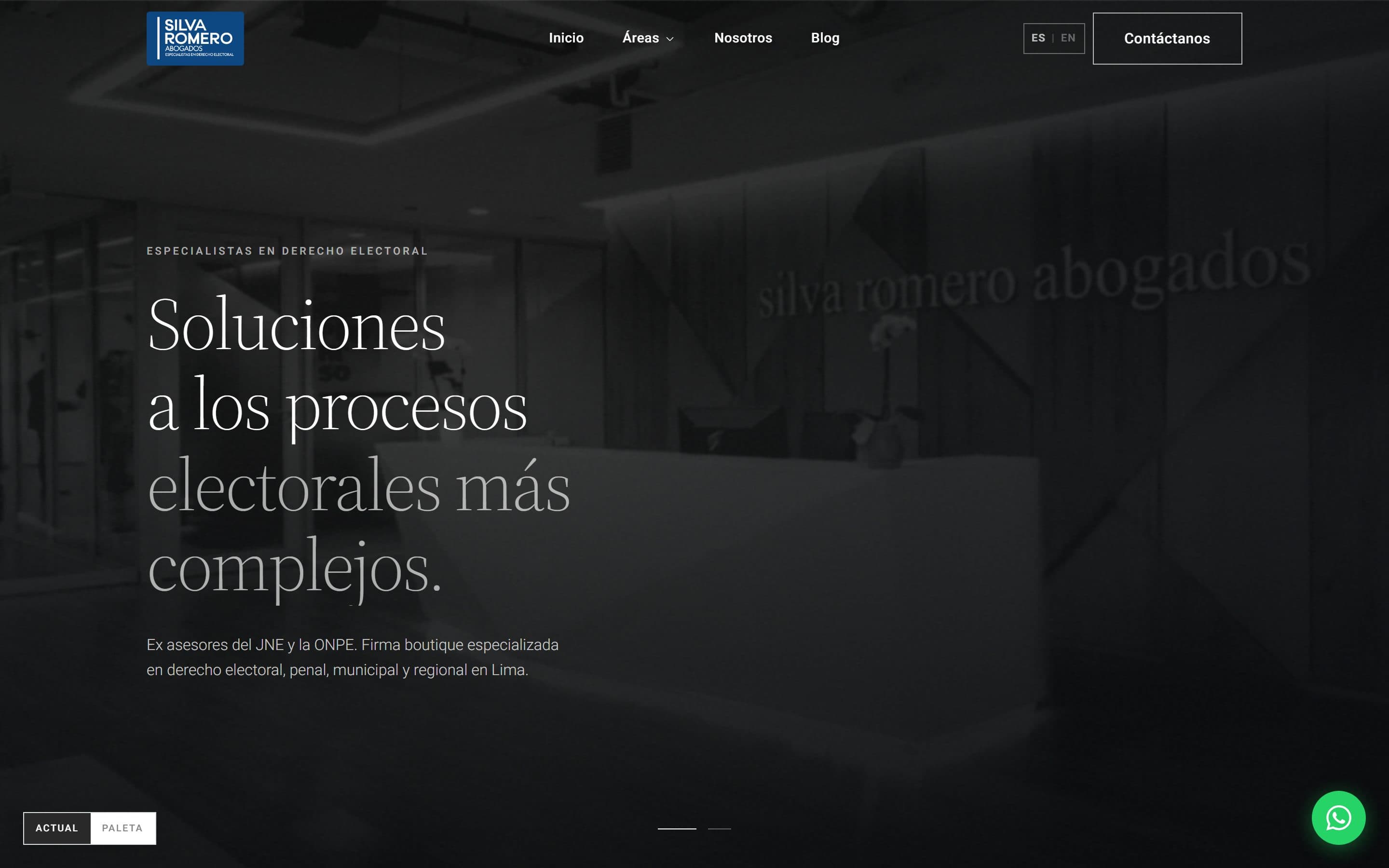 Web de Silva Romero Abogados, Estudio jurídico · Perú, diseñada por IDE Agency